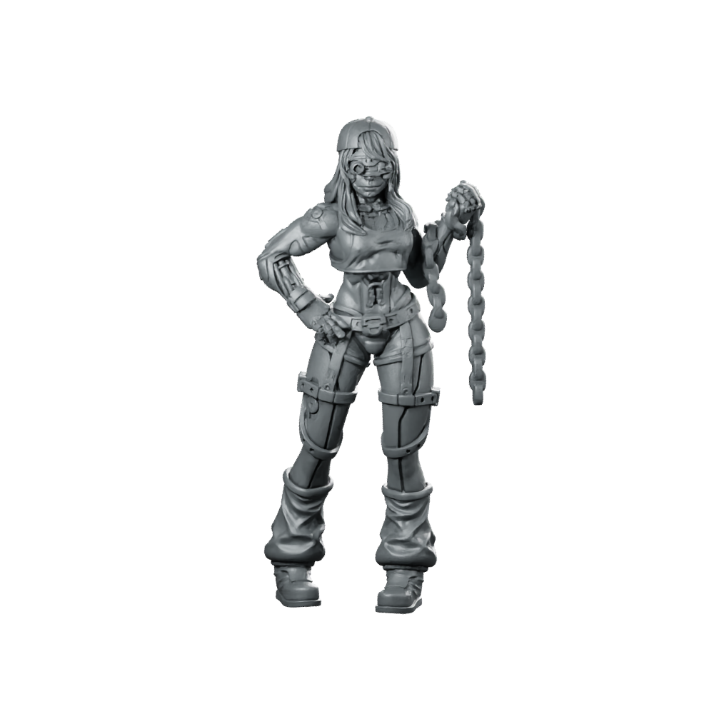 Haelstrom Gang Carla Miniature Sci-Fi Chain Enforcer Miniature 360 Spin 01