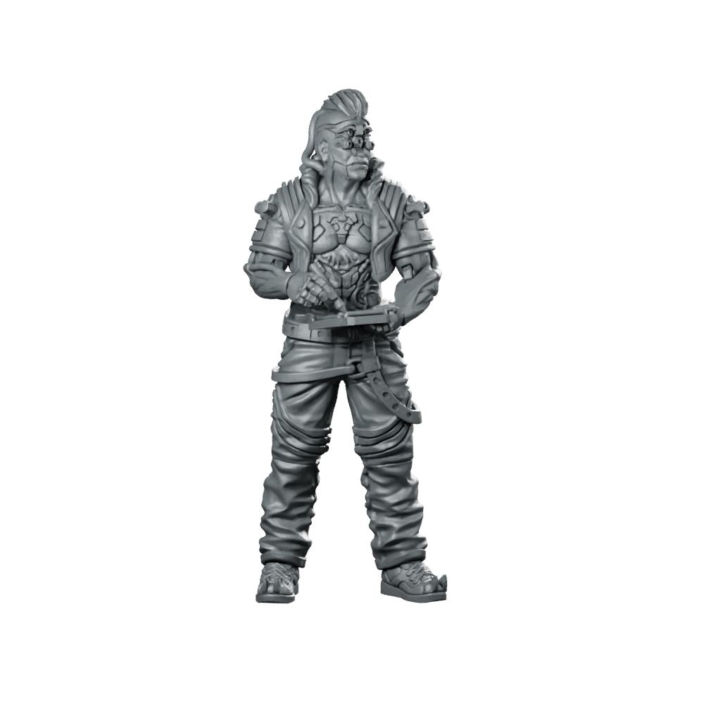 Haelstrom Gang Checker Cyborg Punk Operative Miniature 360 Spin 01