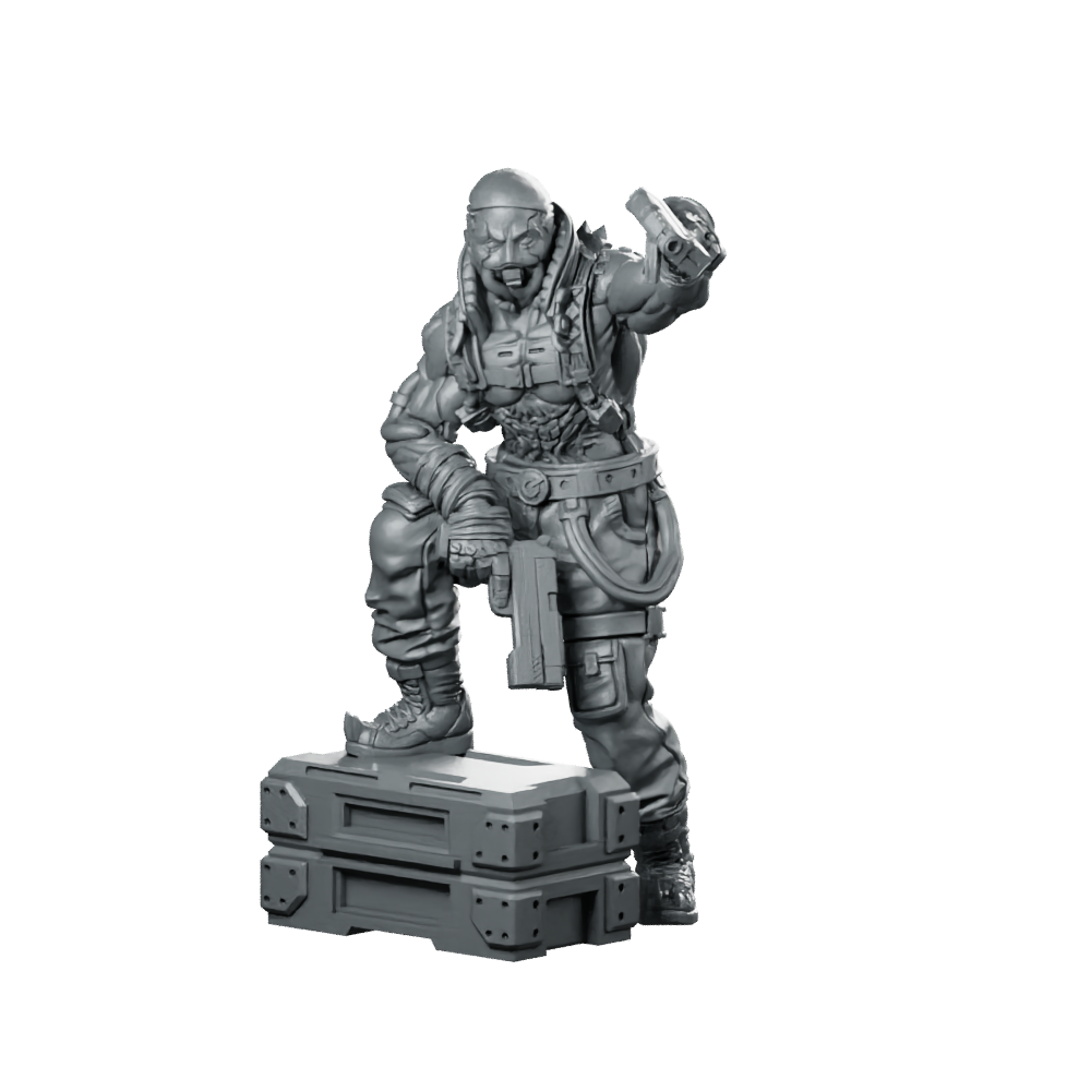 Haelstrom Gang Jawbreak Miniature Sci-Fi Brawler Gunfighter Miniature 360 Spin 01