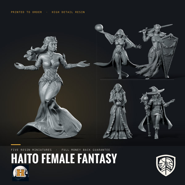 Haito Female Fantasy Miniatures Bundle: 5 Resin Miniatures