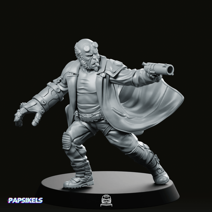 Half-Human Deamon Miniature Hellish Hero Handcannon Trenchcoat