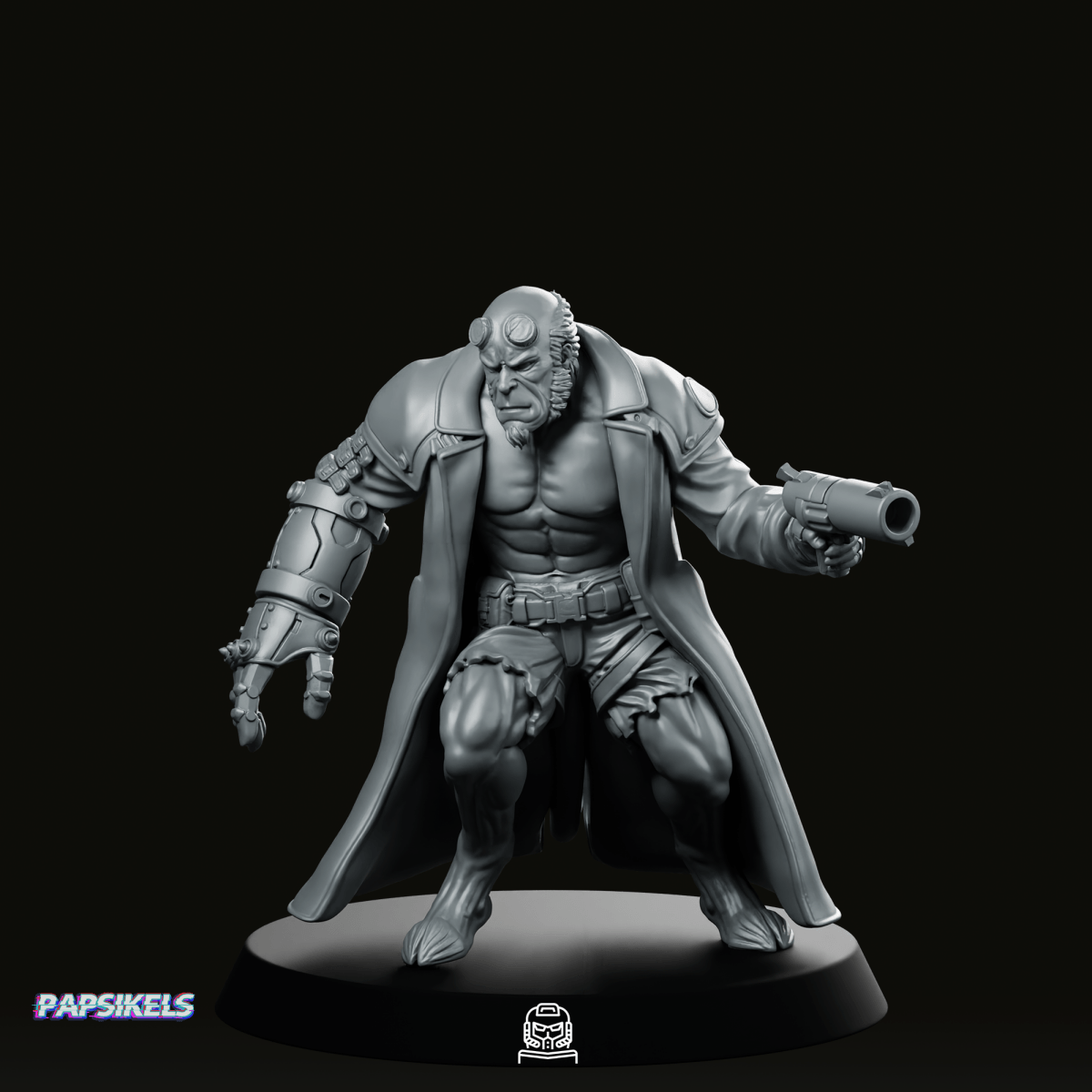 Half Human Demon Cyber Agent 2 Miniature - Papsikels Miniatures - We Print Miniatures