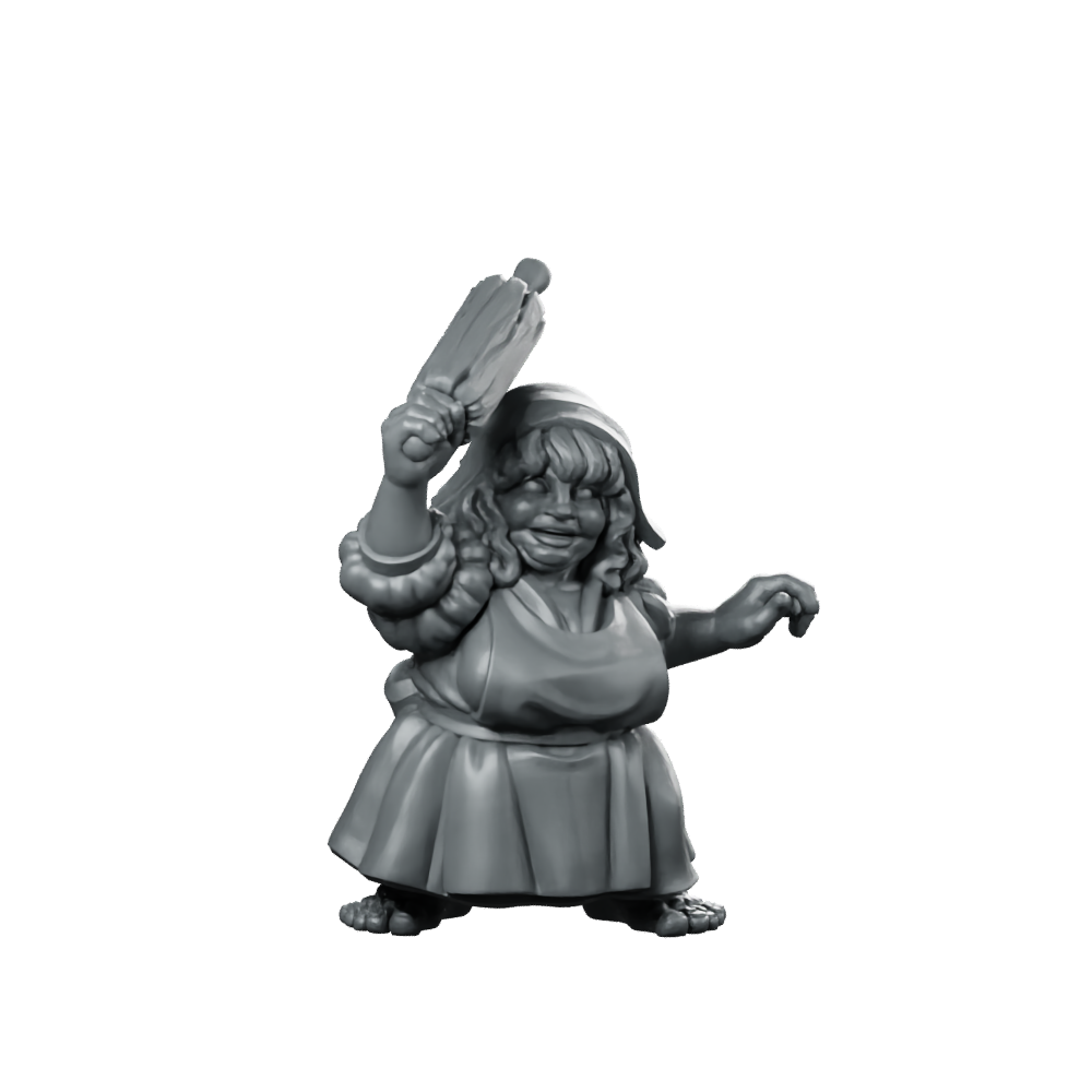 Halfling Baker Hobbit Miniature Rolling Pin NPC Miniature 360 Spin 01