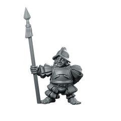 Halfling Elite Two Hobbit Miniature Spearman Armored Tabletop Miniature 360 Spin 01