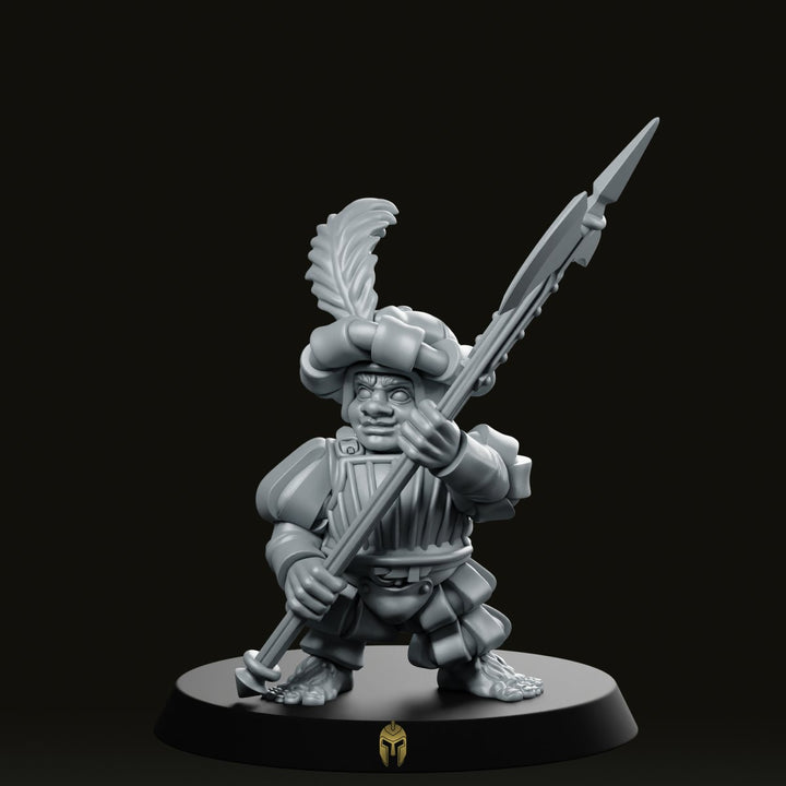 Hobbit miniature halfling warrior polearm guard D&D