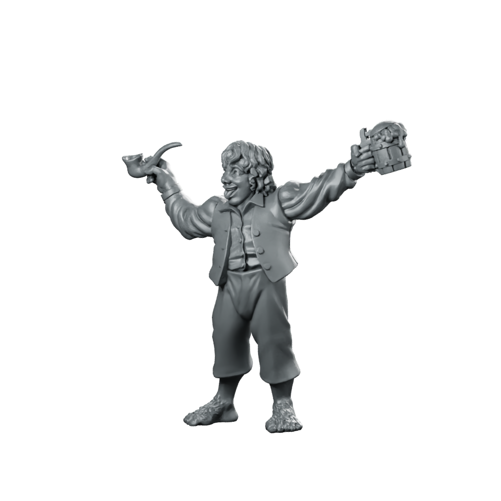 Halfling Mer LOTR Miniature Tavern Ale Pipe Miniature 360 Spin 01
