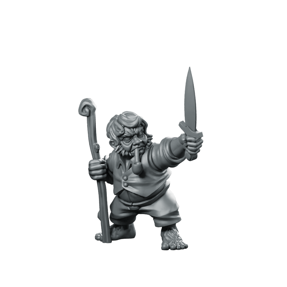 Halfling Patriarch Hobbit Miniature Rogue Leader Dagger - Vae Victis - We Print Miniatures