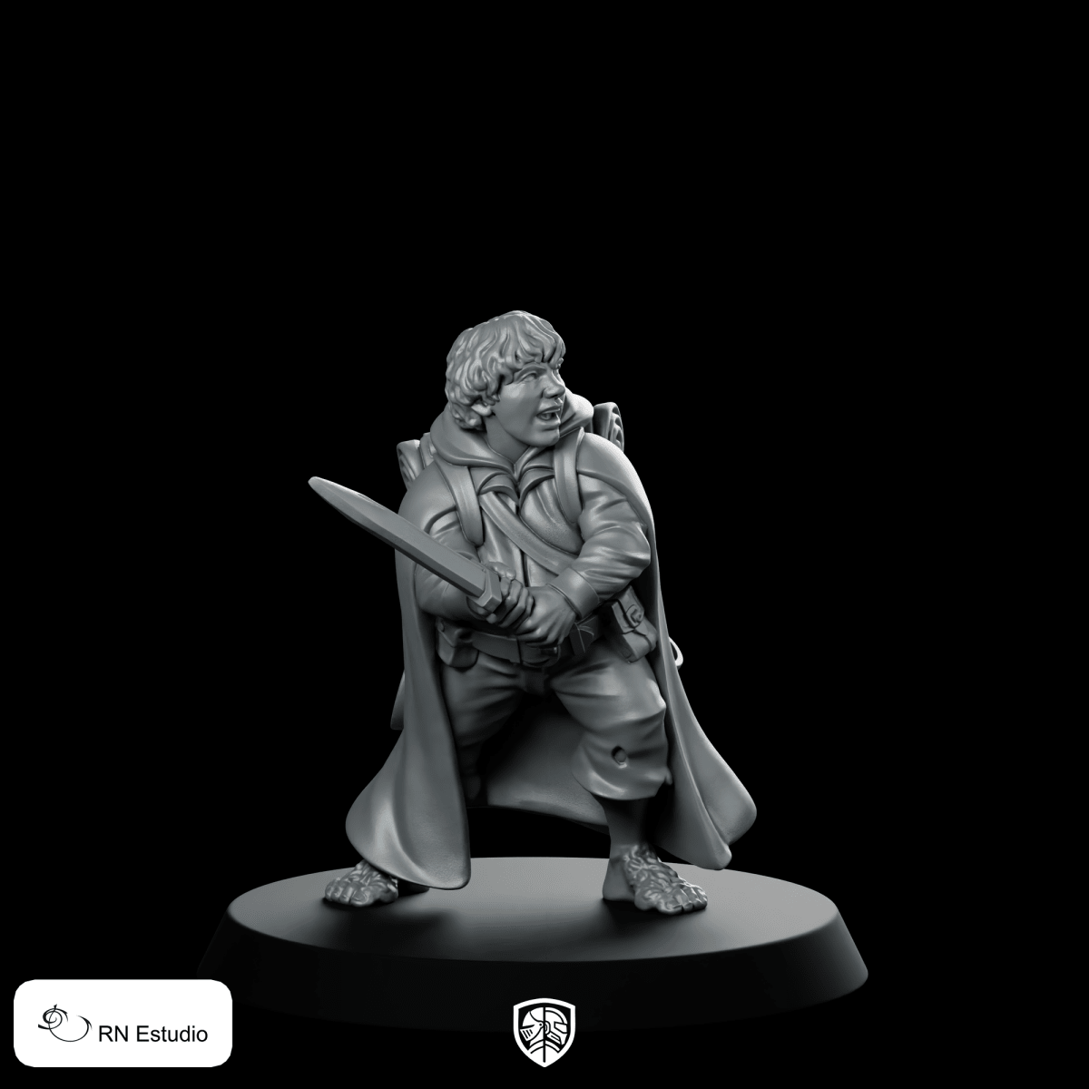 Halfling Sami LOTR Miniature Sword Hero Cloaked Adventurer - RN Estudio - We Print Miniatures