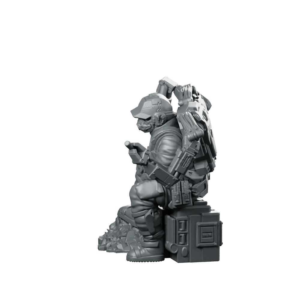 Hank Duke Watson 01 Cyberpunk Miniature Mechanic Exosuit Miniature 360 Spin 01
