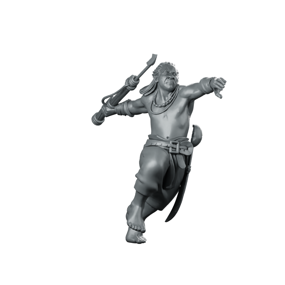 Harpoon Master Miniature Tribal Warrior Spear Duelist Miniature 360 Spin 01