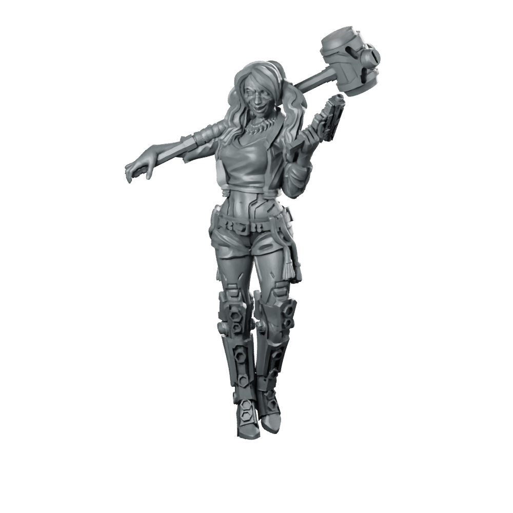 Harpy Queen Cyberpunk Miniature Female Sci-Fi Hammer Miniature 360 Spin 01
