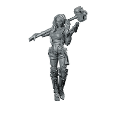 Harpy Queen Cyberpunk Miniature Female Sci-Fi Hammer Miniature 360 Spin 01