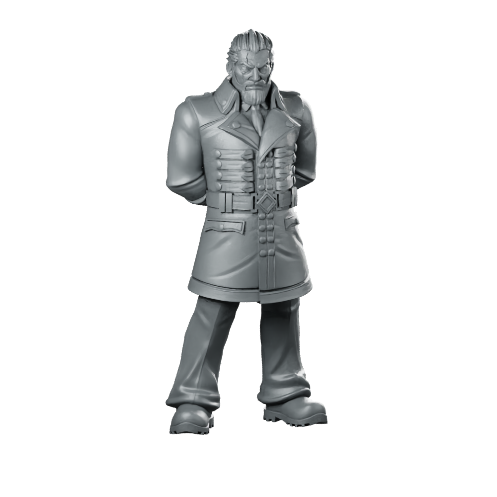 Heidegger Miniature Stern Officer Villain NPC Miniature 360 Spin 01