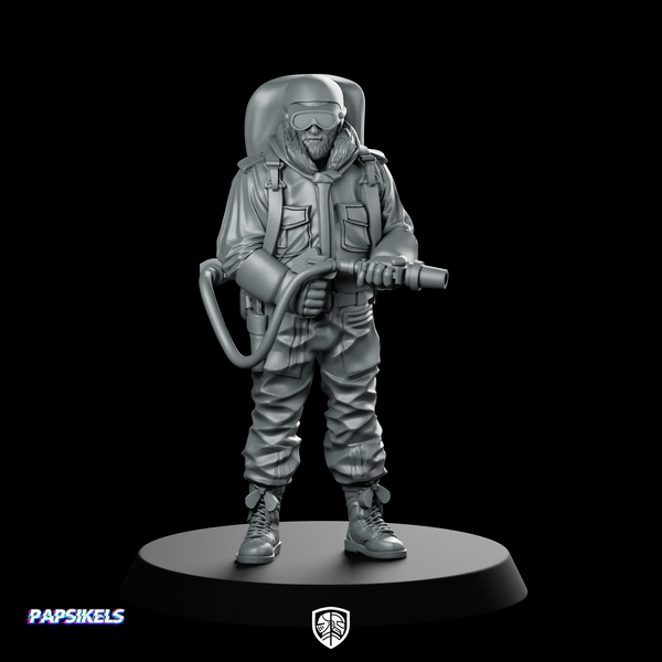 Helicopter Pilot 2 Miniature Armed Flight Crew Sci-Fi