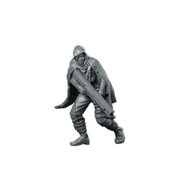 Hellen 02 Nomads Cyberpunk Miniature Cloaked Gunner Miniature 360 Spin 01