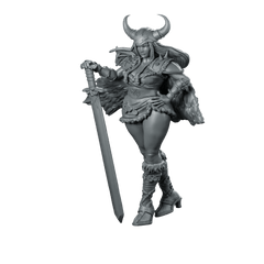 Herja Miniature Horned Warrior Queen Sword Heroine - Haito - We Print Miniatures