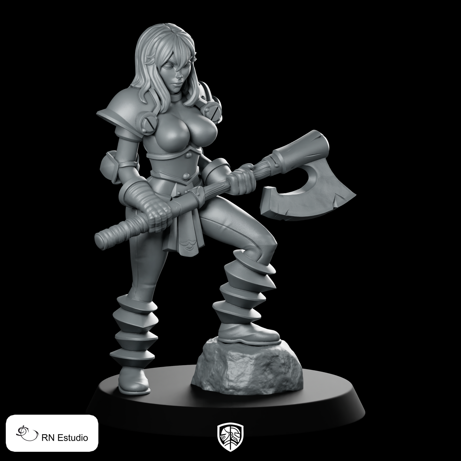 HeroQuest Chaos Female Axe 2 Miniature Armored Warrior