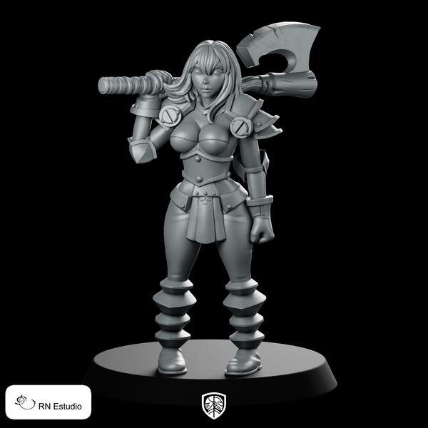HeroQuest Female Chaos 3 Helmet Miniature Horned Axe