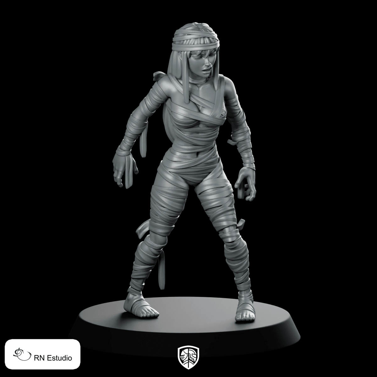 HeroQuest Female Mummy 1 Miniature Undead Wrapped Warrior - RN Estudio - We Print Miniatures