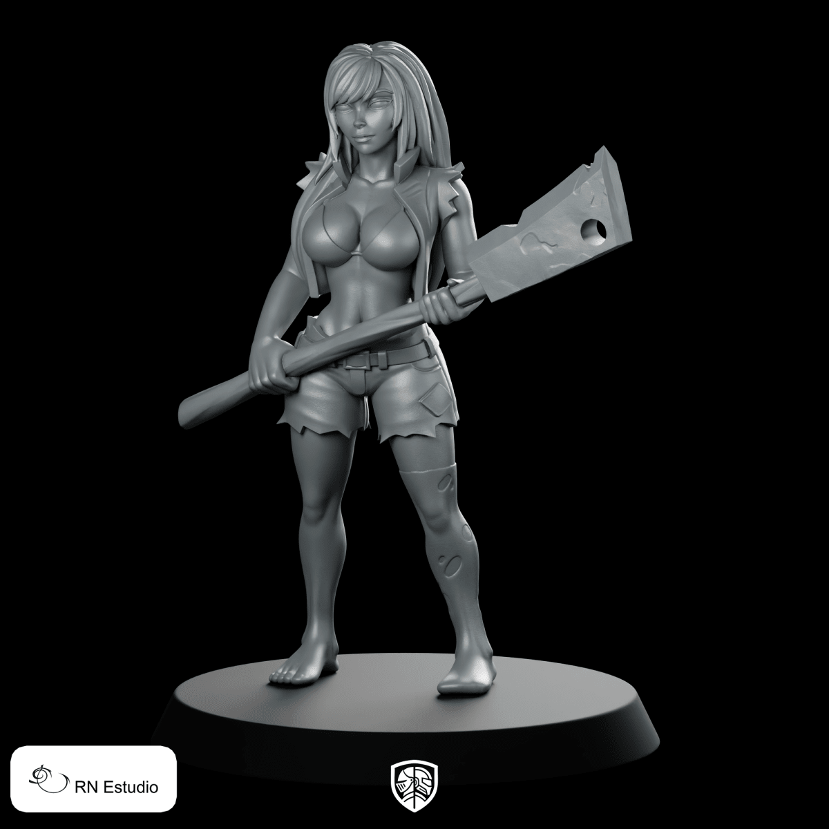 HeroQuest Female Zombie 2 Miniature Undead Cleaver Warrior - RN Estudio - We Print Miniatures