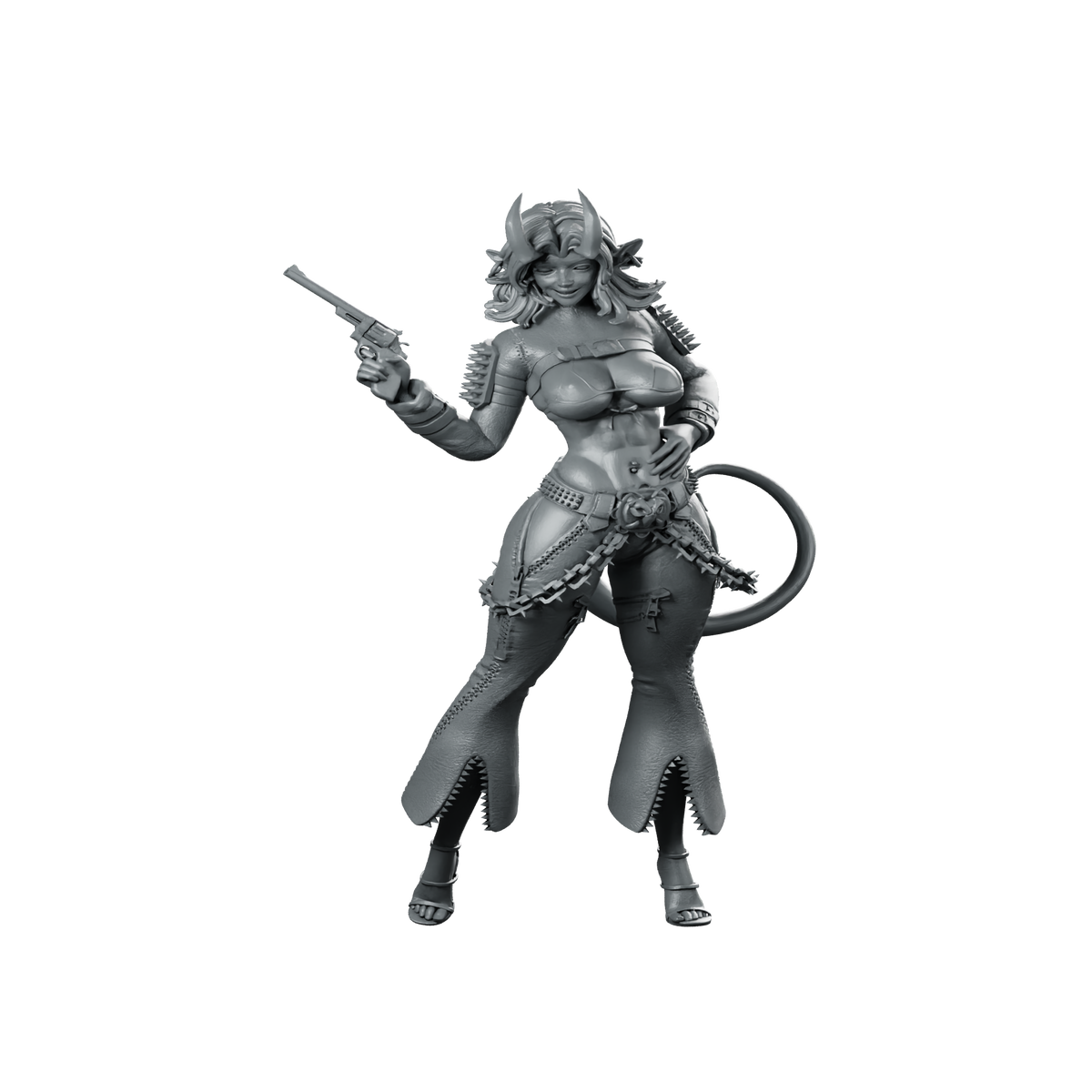 Hex Gunslinger Miniature Demon Revolver Sorceress Miniature 360 Spin 01