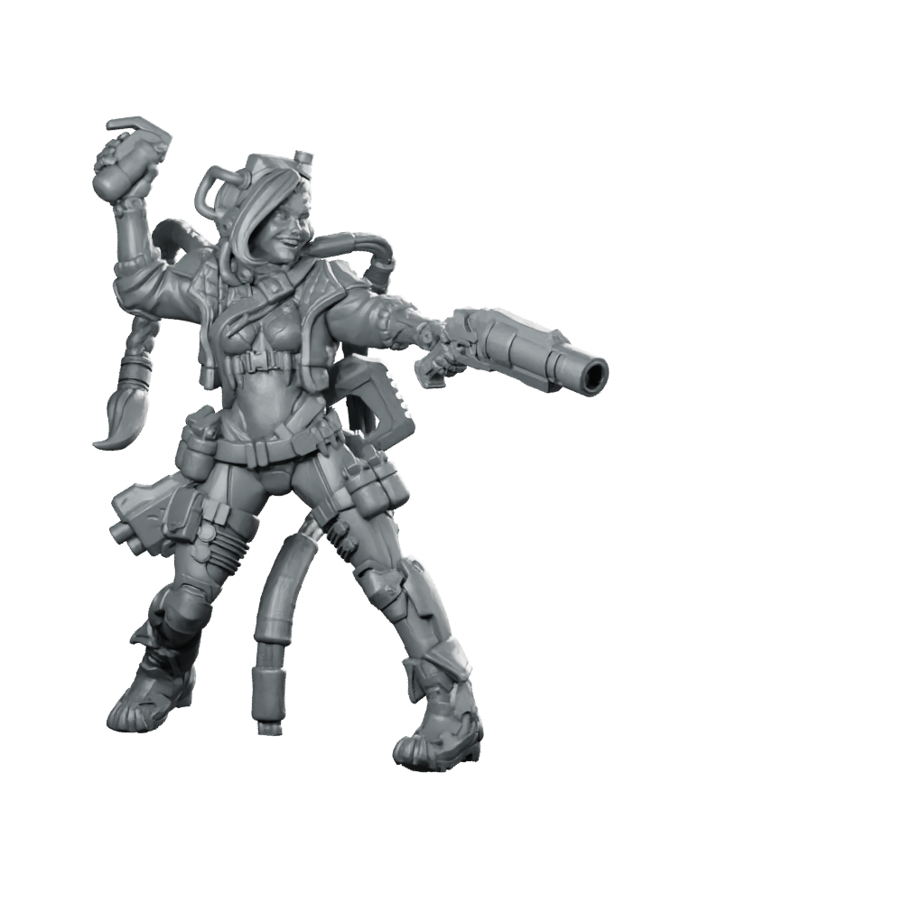 Hexei Ivel Foyl Cyber Terrorist Miniature Sci-Fi Hero Miniature 360 Spin 01