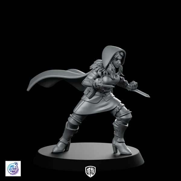 Hidden Daggers Rogue Miniature Hooded Assassin - CastNPlay - We Print Miniatures
