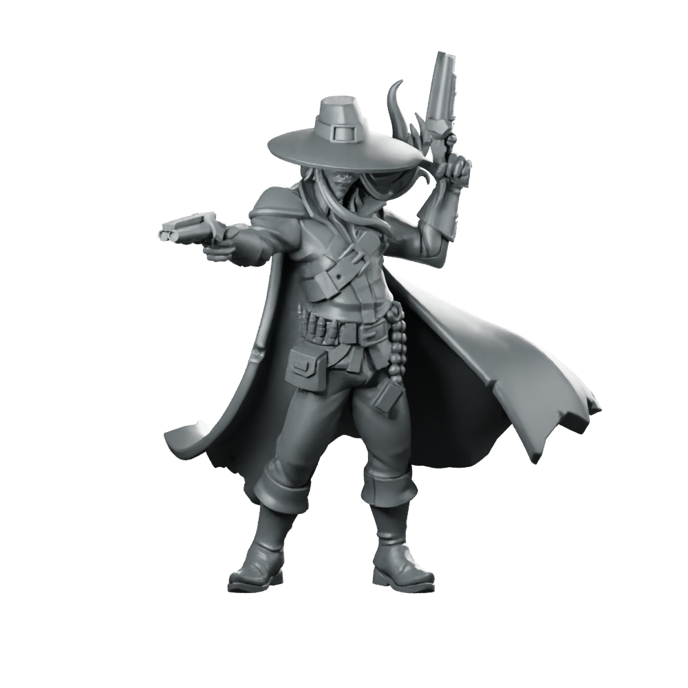 Hideyki Cushing Witch Hunter Miniature Steampunk Gunslinger Revolvers Miniature 360 Spin 01