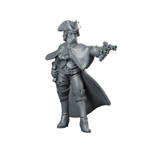 Highway Woman Fantasy Miniature Masked Pistol Outlaw Rogue Miniature 360 Spin 01