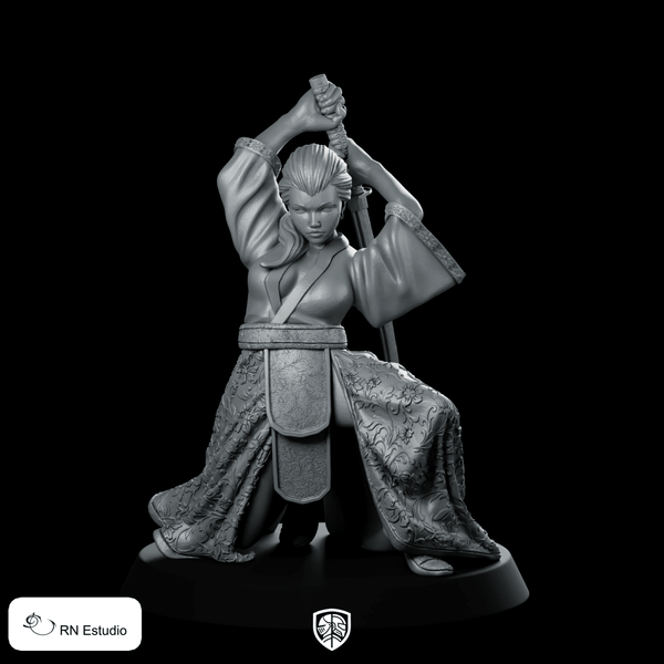 Hikaru Samurai Miniature Female Katana Assassin Tabletop - RN Estudio - We Print Miniatures
