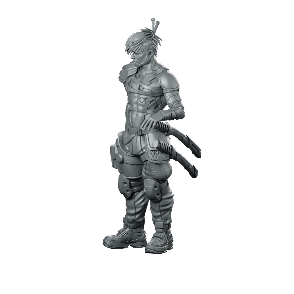 Hiroshi 01 Cyberpunk Miniature Tactical Operative Miniature 360 Spin 01