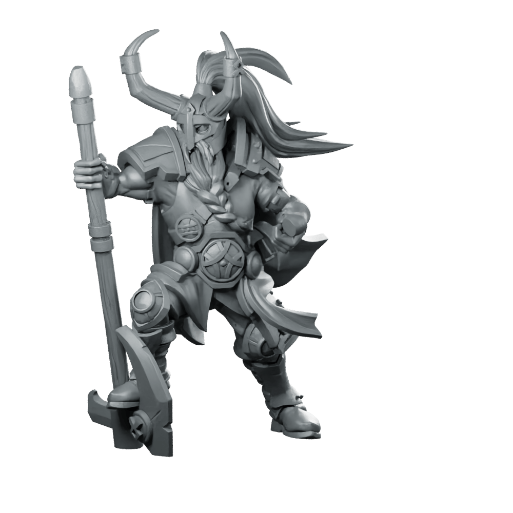 Holding Axe Miniature Armored Barbarian Warrior Horned - CastNPlay - We Print Miniatures