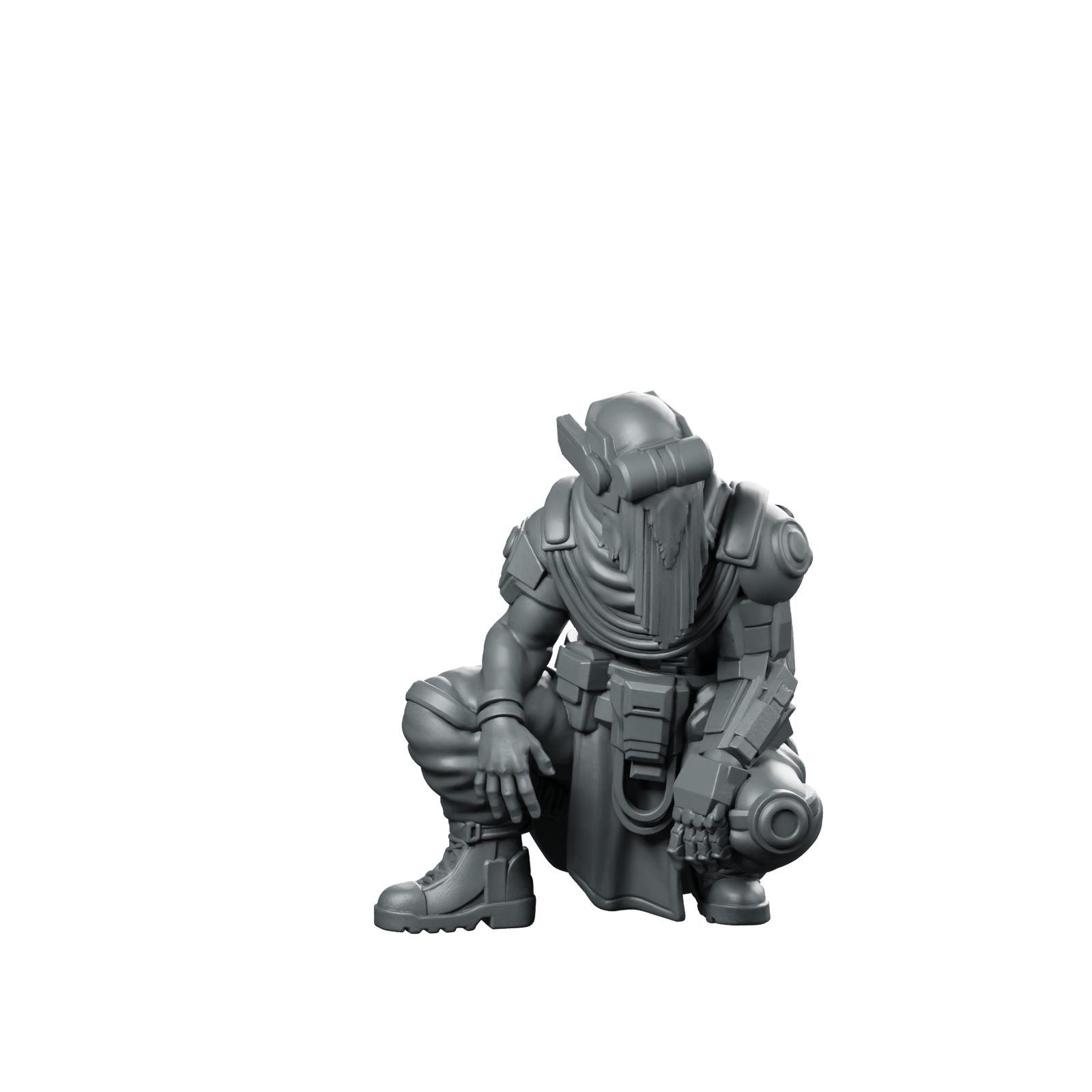 Hollow Skull 7V2 Miniature Crouching Sci Fi Miniature 360 Spin 01
