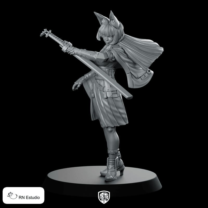 Hoshimi Miyabi Miniature Kitsune Swordswoman - RN Estudio - We Print Miniatures