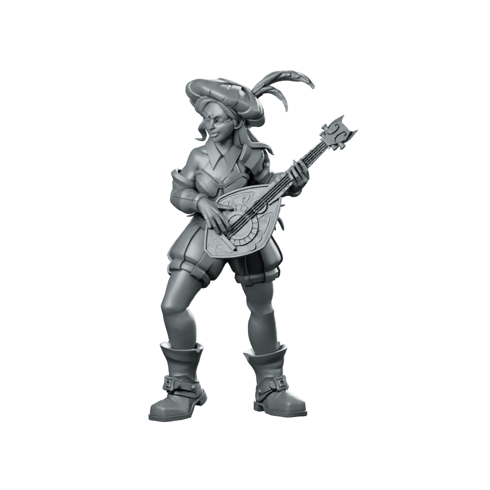 Human Bard with Lute Miniature Female DnD Character - CastNPlay - We Print Miniatures