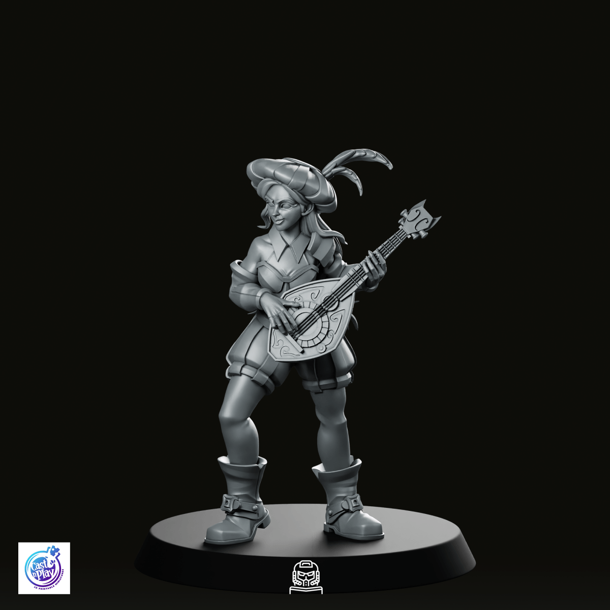 Human Bard with Lute Miniature - CastNPlay - We Print Miniatures