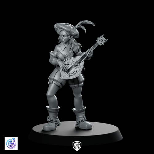 Human Bard with Lute Miniature Female DnD Character - CastNPlay - We Print Miniatures