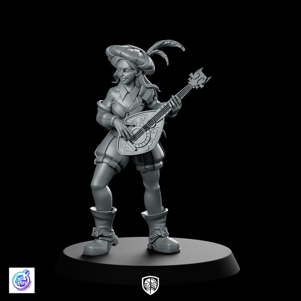 Human Bard with Lute Miniature Female DnD Character
