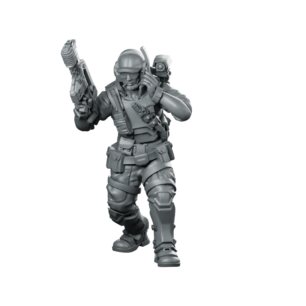 LCPL Scruffy Security Soldier Miniature Sci-Fi Hero Miniature 360 Spin 01