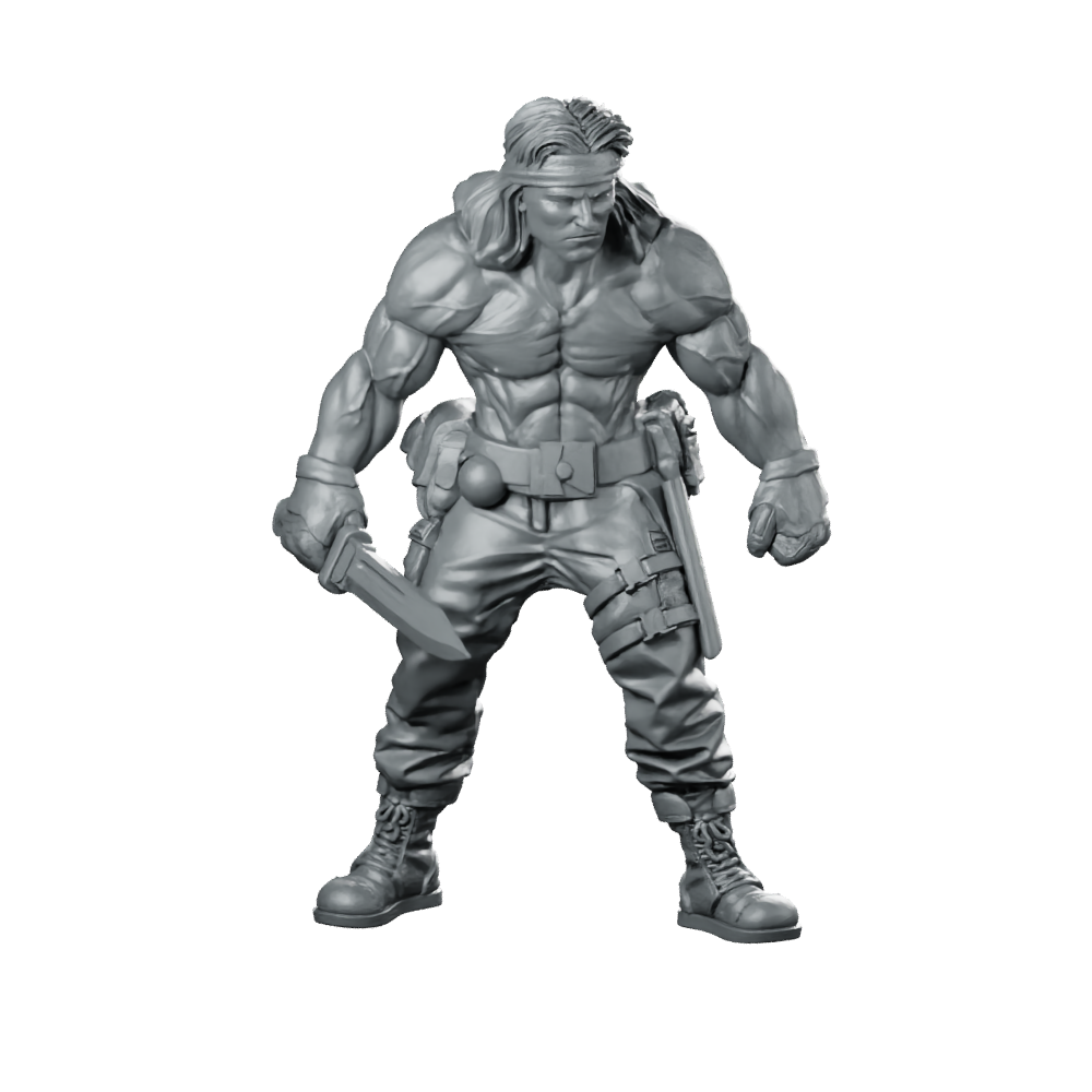Army Callin Tobs with Knife Miniature Sci-Fi Hero Miniature 360 Spin 01