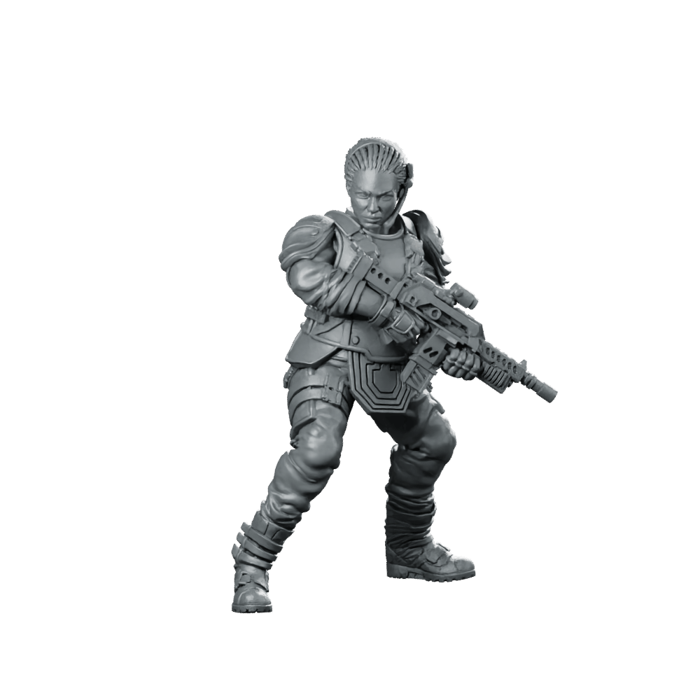 Human Colonial Marine Colonel Eula Hendricks 2 Miniature - Papsikels Miniatures - We Print Miniatures