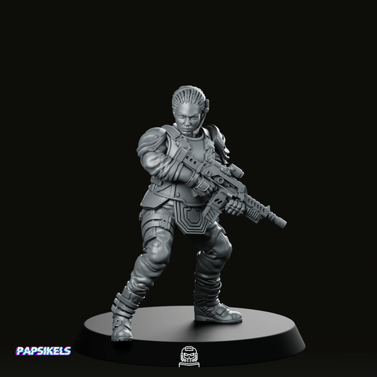 Human Colonial Marine Colonel Eula Hendricks 7 Miniature - Papsikels Miniatures - We Print Miniatures