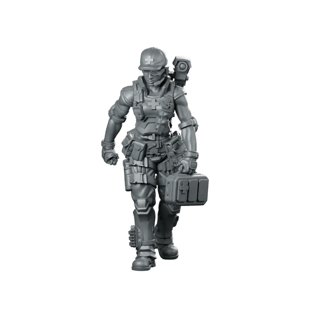 Medic Daniela Bidleman Miniature Sci-Fi Combat Field Miniature 360 Spin 01