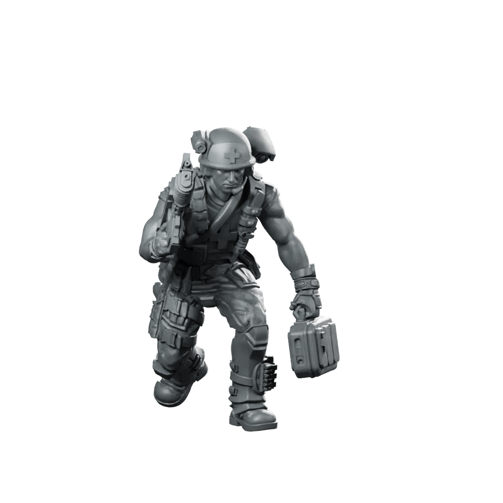 Human Colonial Marine Medic James Saver Miniature Sci-Fi Miniature 360 Spin 01