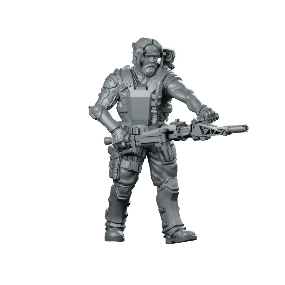 Marine Michael Sharpe Miniature Armoured Sci-Fi Mercenary Rifleman Miniature 360 Spin 01