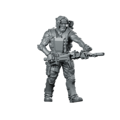 Marine Michael Sharpe Miniature Armoured Sci-Fi Mercenary Rifleman Miniature 360 Spin 01