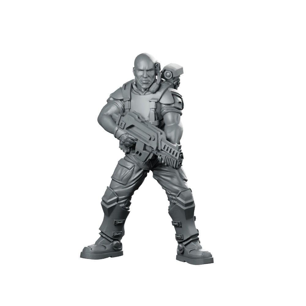 Willy Miller Scifi Soldier Quadro Kantos Miniature Blaster Miniature 360 Spin 01