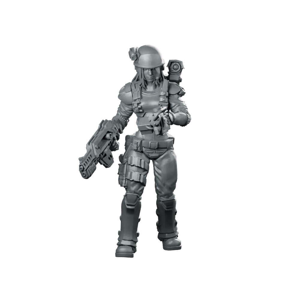 Human Colonial Marine Rika Miniature Sci-Fi Soldier Trooper Miniature 360 Spin 01