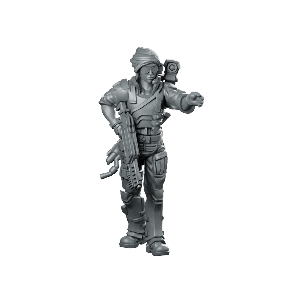 Sgt Shepard Quadro Kantos Scifi Miniature Commander Hero Miniature 360 Spin 01