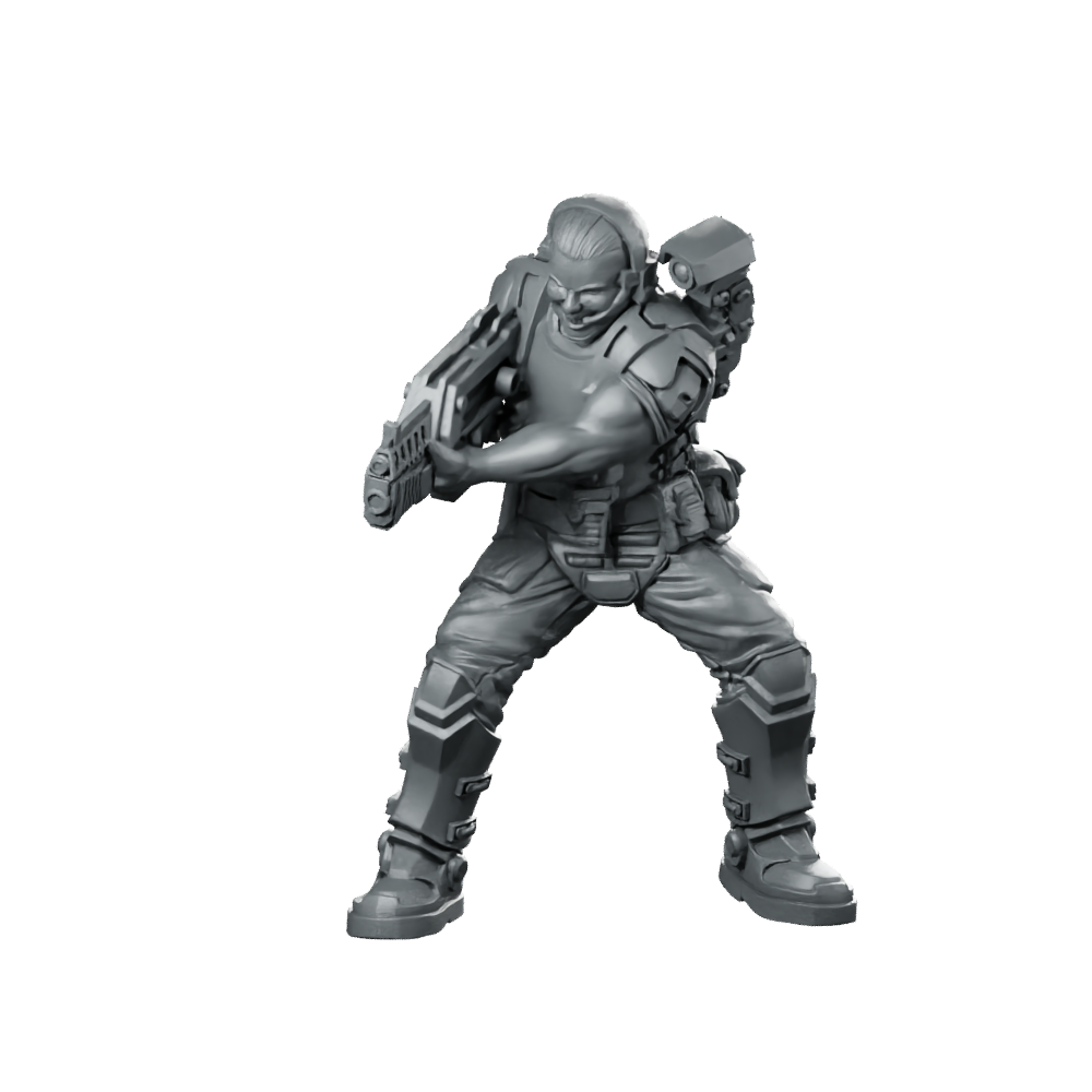 Soldier Yoshua Wojnarwsky Scifi Miniature Armed Hero Warrior Miniature 360 Spin 01